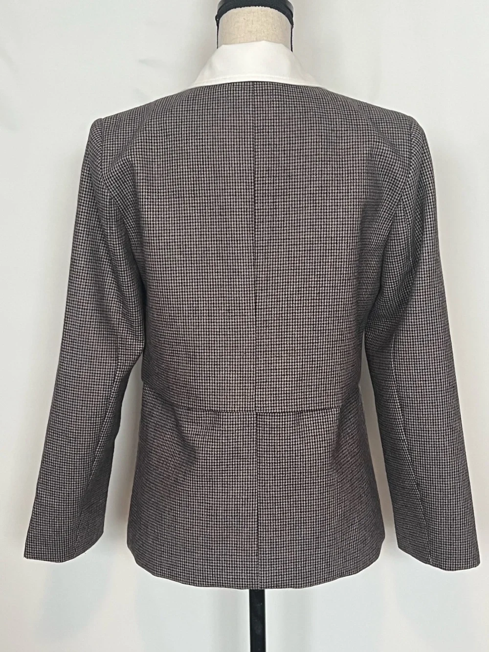 Sandro Paris Houndstooth Wool Blend Jacket Removable Collar Small